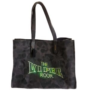 Coach Viper Room Tote 42 With Camo Print Canvas Purse Laptop Bag Black Leather